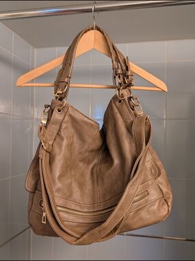 Women’s Brown Vegan Leather Shoulder Bag - Soft Hobo Handbag